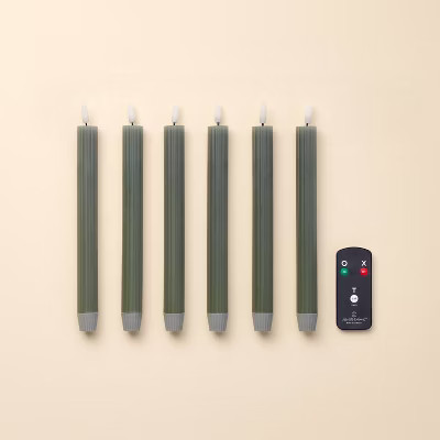6pk Ribbed Flameless Taper Candles - Hearth & Hand™ with Magnolia | Target