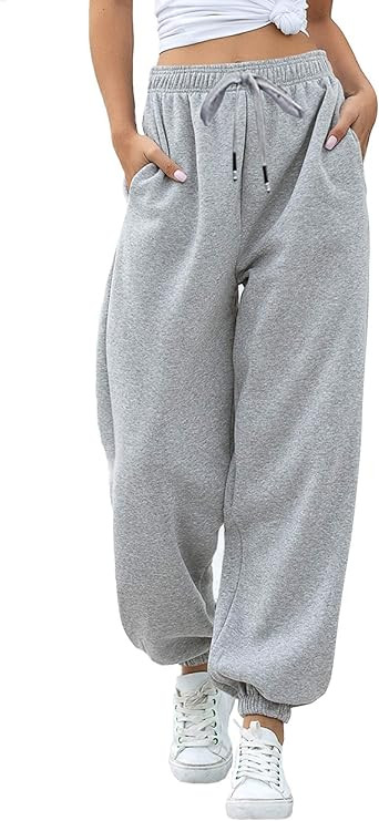 Womens Cinch Bottom Sweatpants Pockets High Waist Sporty Gym Athletic Fit Jogger Pants Lounge Tro... | Amazon (US)