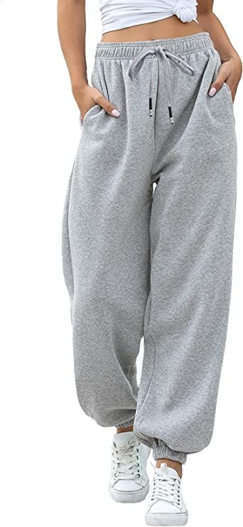 Womens Cinch Bottom Sweatpants Pockets High Waist Sporty Gym Athletic Fit Jogger Pants Lounge Tro... | Amazon (US)