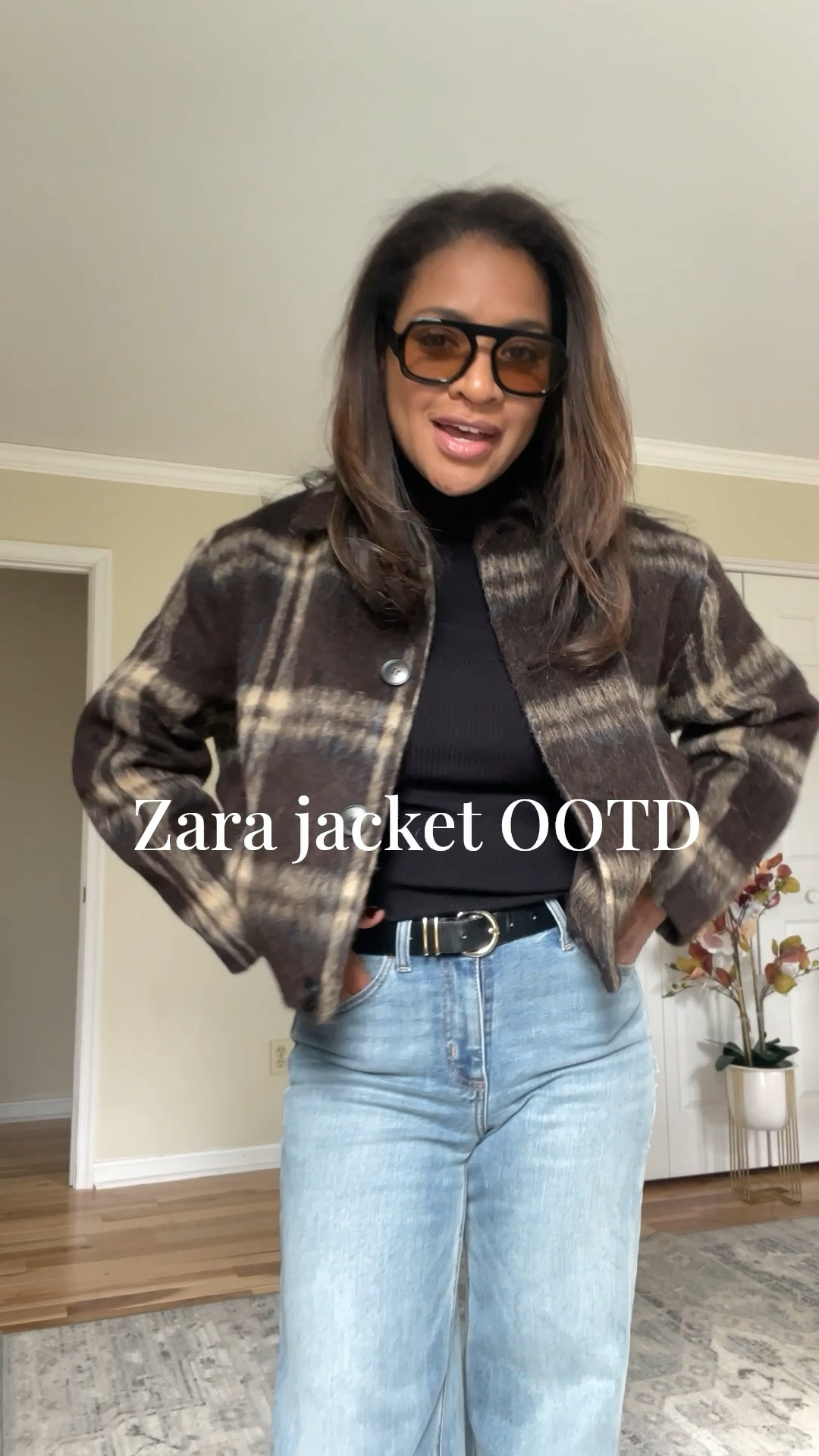 Love this Zara plaid Shacket! Wearing a small. Jeans are a size 4 

#ltkfindsunder100 #ltkover40 #ltkfindsunder50