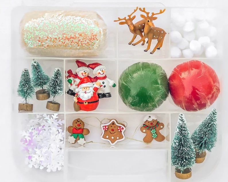 Christmas Play Dough Sensory Kit | Holiday Busy Box | Santa Montessori Toys | Play Dough Kit | Ki... | Etsy (US)