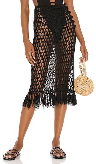 Misty Crochet Midi Skirt in Black | Revolve Clothing (Global)