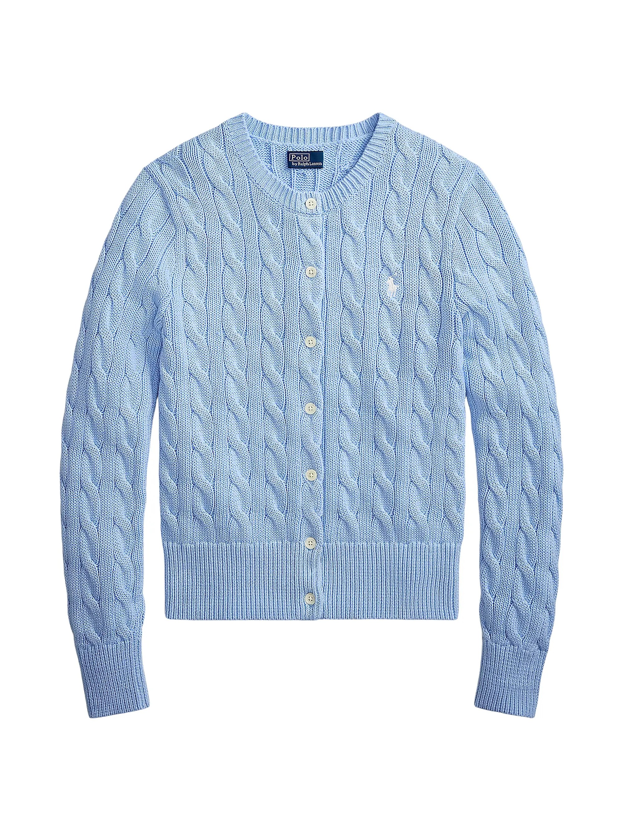 Polo Ralph Lauren Logo Cable-Knit Cotton Cardigan | Saks Fifth Avenue | Saks Fifth Avenue