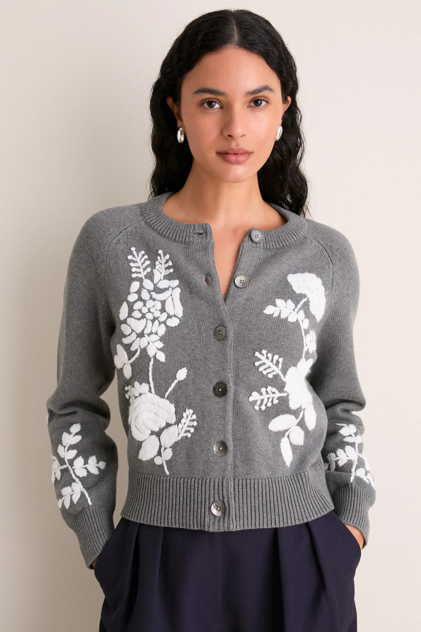 Charcoal Embroidered Floral Quincy Sweater | Tuckernuck (US)