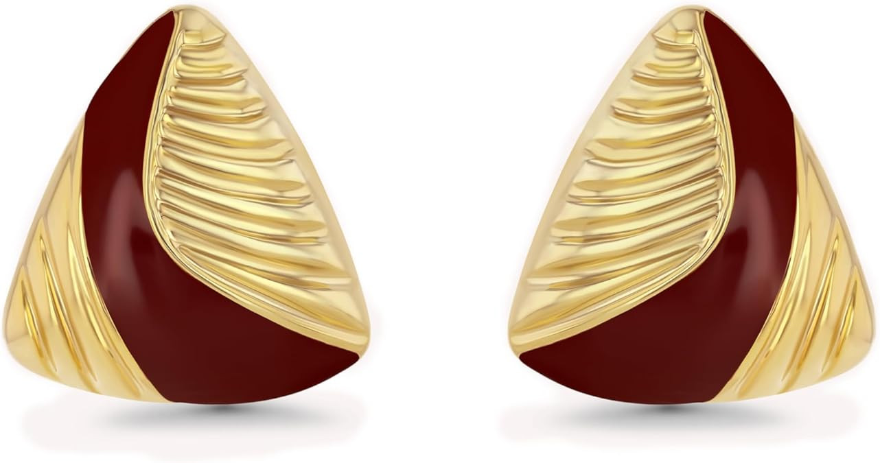 Gold Enamel Triangle Stud Irregular Statement Earrings for Women by SNGIA, Bold Geometric Handmad... | Amazon (US)