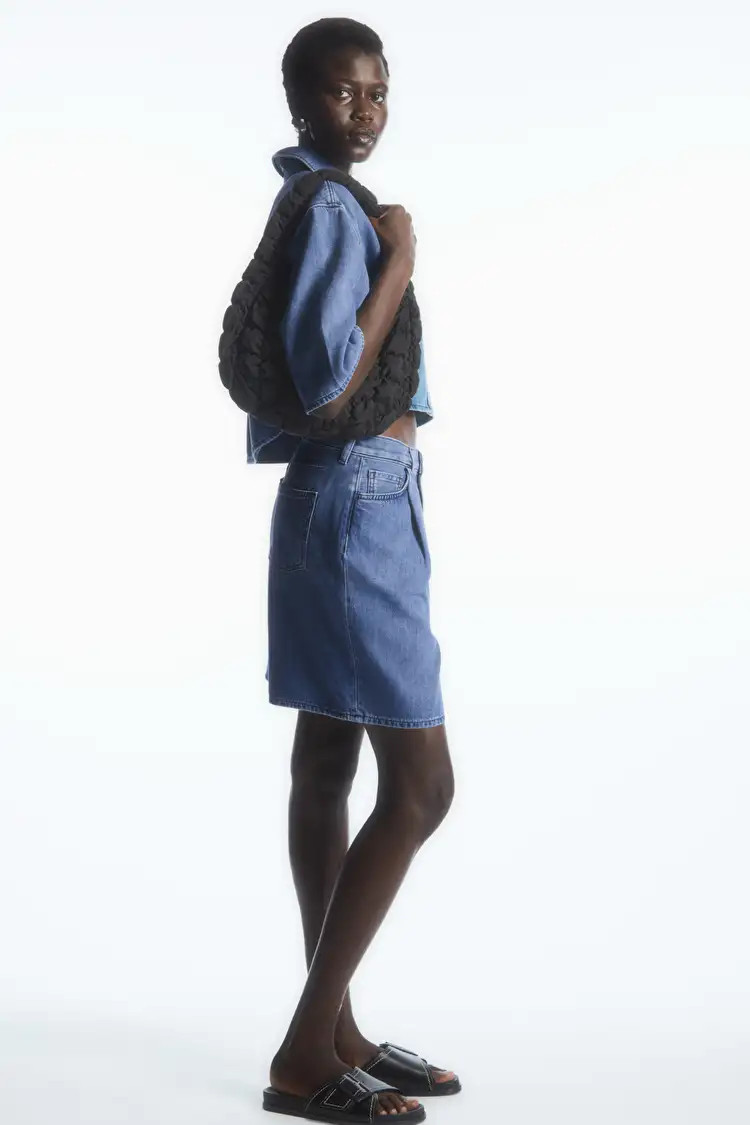 PLEATED A-LINE DENIM SHORTS | COS UK