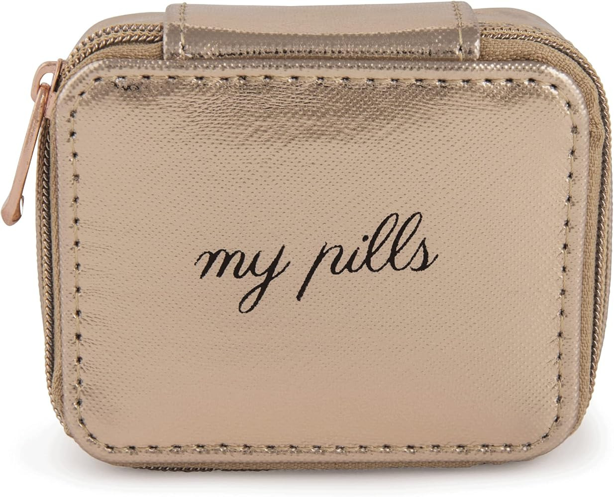 Miamica Women's Zippered Pill Case with 8-Day Removable Plastic Organizer, Rose Gold, 3.5” x 2.... | Amazon (US)