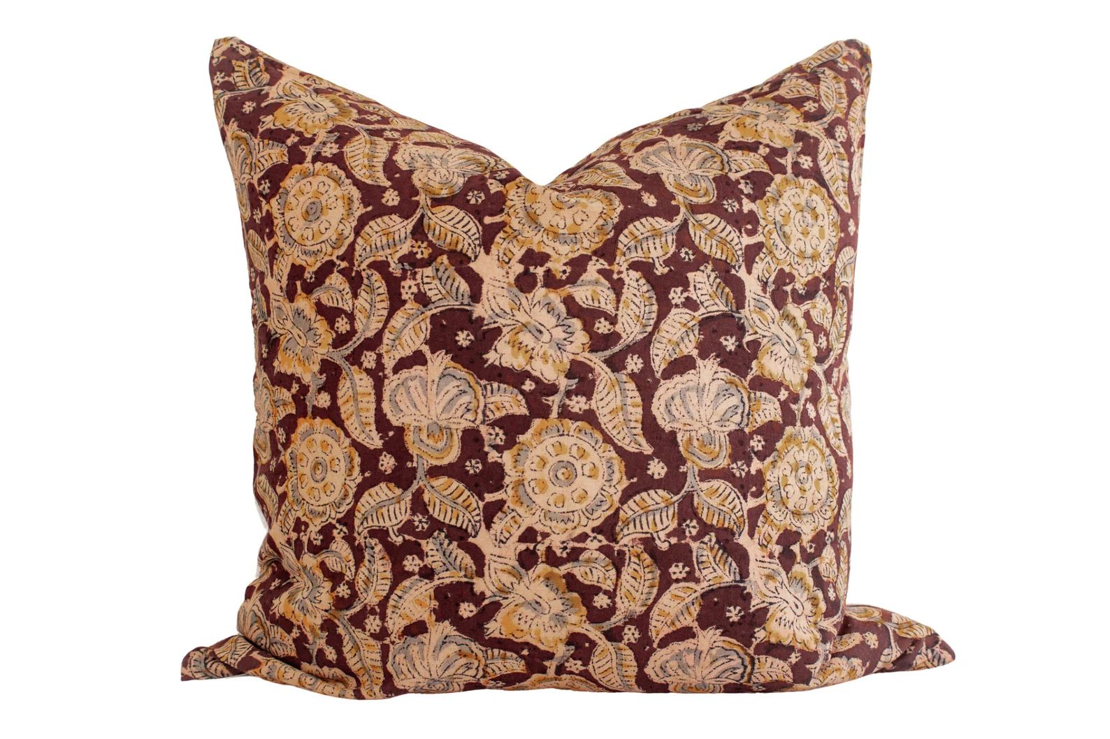 Indian Block Print Pillow Cover Burnt Rust, Stone, Acorn - Etsy | Etsy (US)