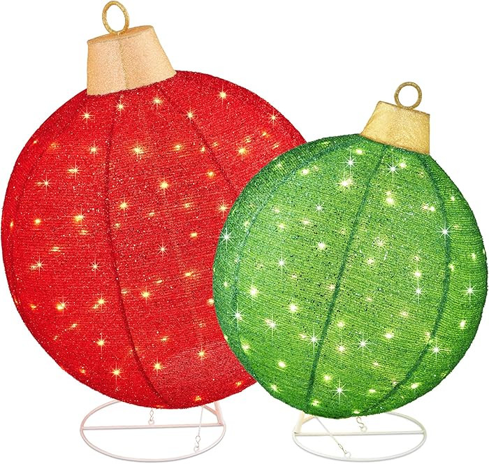 Best Choice Products 2pc Lighted Pop-Up Outdoor Christmas Ornament Set, Holiday Ball Decoration w... | Amazon (US)