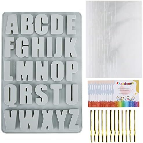 Wocuz 26 Large Letters Silicone Mold Alphabet Crayon Mold Chocolate Mold Biscuit Ice Cube Tray with  | Amazon (US)