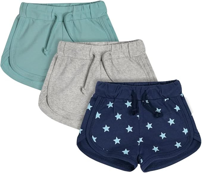 Teach Leanbh Toddler Baby Boys Girls 3 Pack Athletic Shorts Cotton Soild Color Printing with Draw... | Amazon (US)