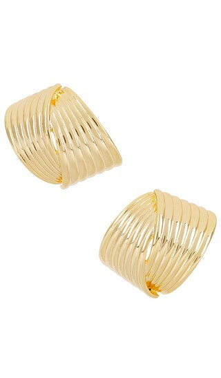 Ettika Textured Lines Stud Earrings in Metallic Gold. | Revolve Clothing (Global)