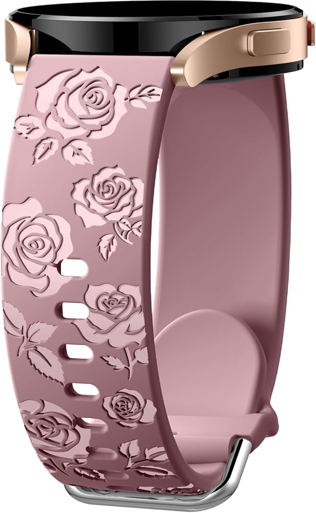 DaQin Glossy Floral Engraved Bands Compatible with Galaxy Watch 7 6 5 4 40mm 44mm/5 Pro/6 Classic... | Amazon (US)