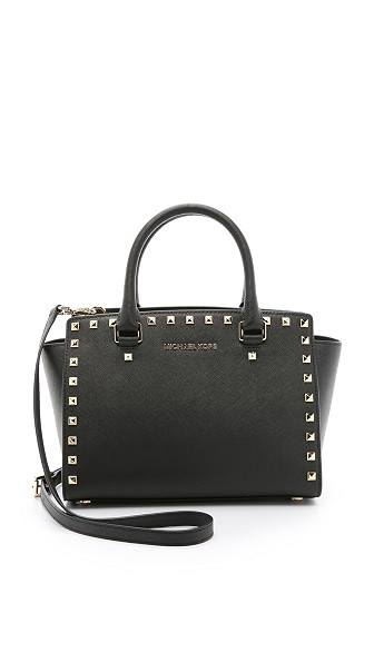 Michael Michael Kors Selma Stud Medium Top Zip Satchel - Black | Shopbop