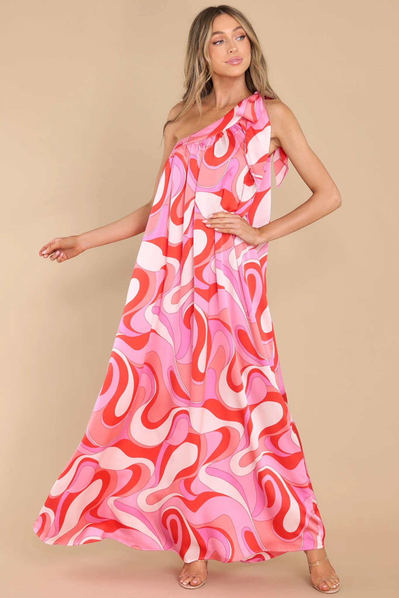 Life Of Romance Fuchsia Print Maxi Dress | Red Dress 