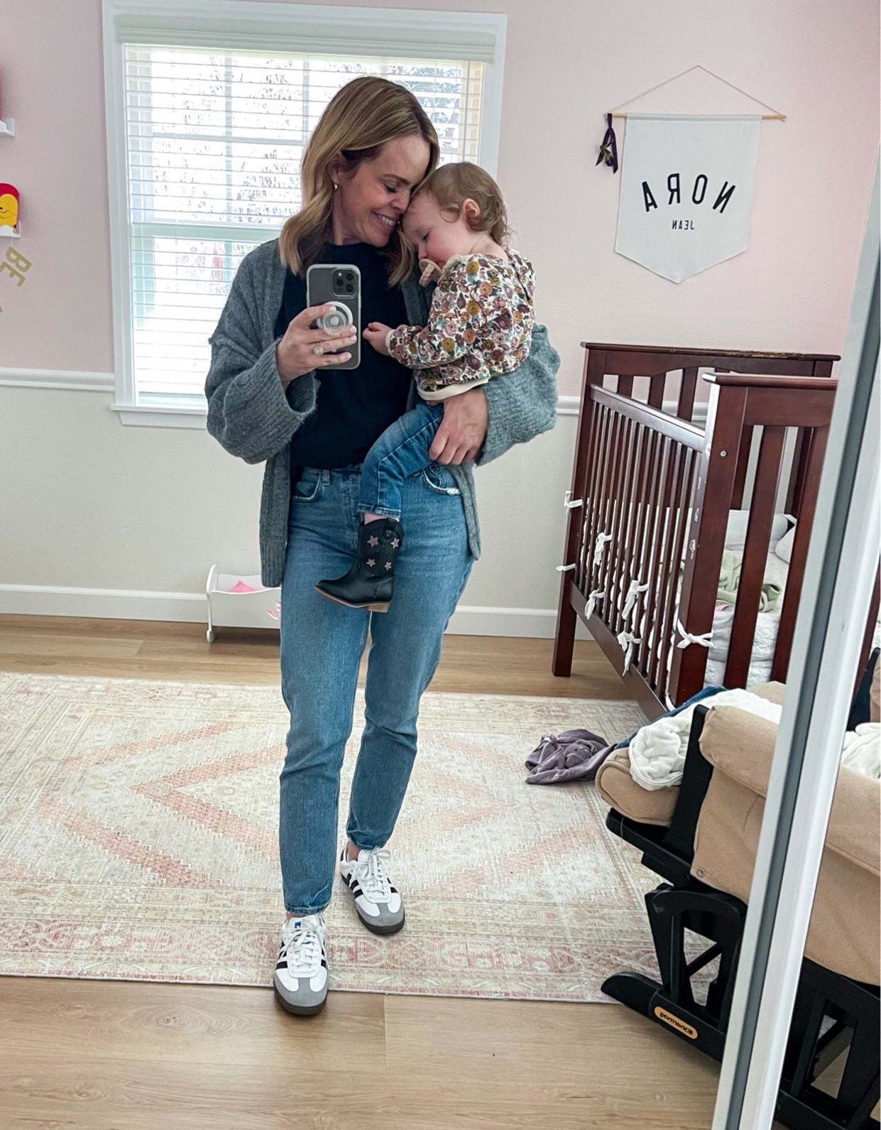 What Nora and I wore today 🫶🏻

Agolde 
Nordstrom 
Topshop
Target 
Cowgirl 
Boots
Adidas
Samba 
Cardigan 
Casual 

#LTKstyletip #LTKSeasonal #LTKover40