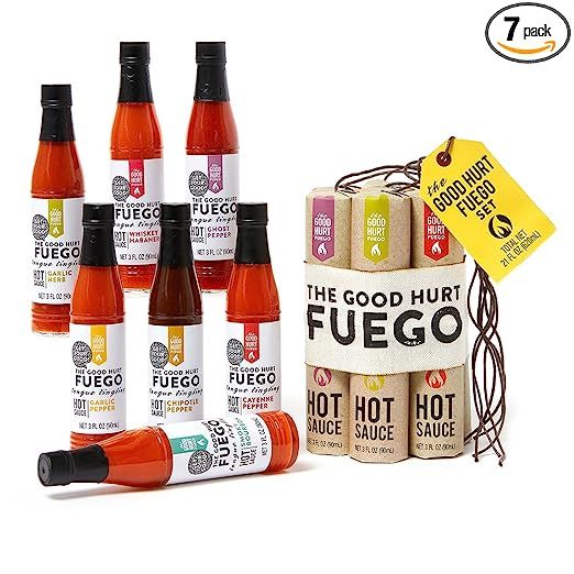 Thoughtfully Gifts, The Good Hurt Fuego: A Hot Sauce Gift Set for Hot Sauce Lover’s, Sampler Pa... | Amazon (US)