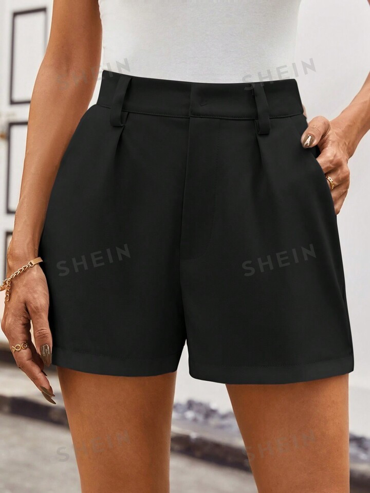 SHEIN Clasi Women's Fashionable Black & White Color Block Shorts With Pockets, Summer Old Money S... | SHEIN