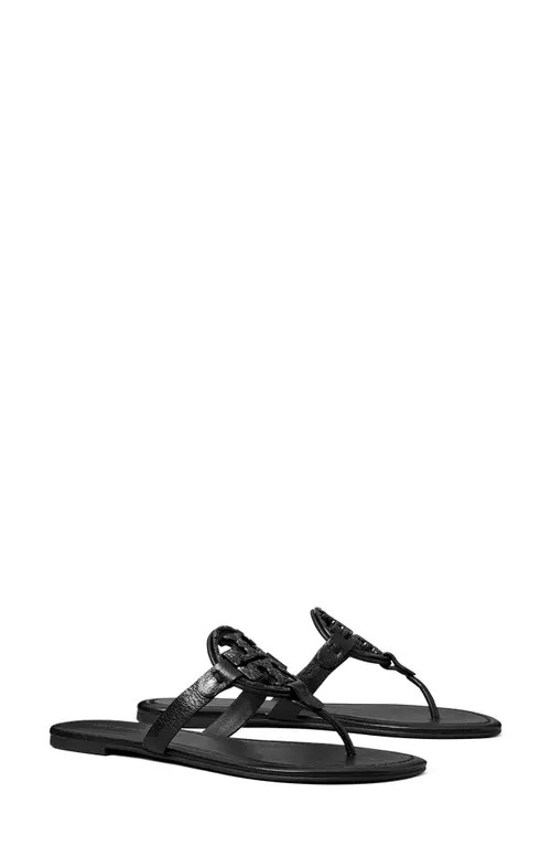 Tory Burch Miller Deco Thong Sandal in Perfect Black at Nordstrom, Size 5 | Nordstrom