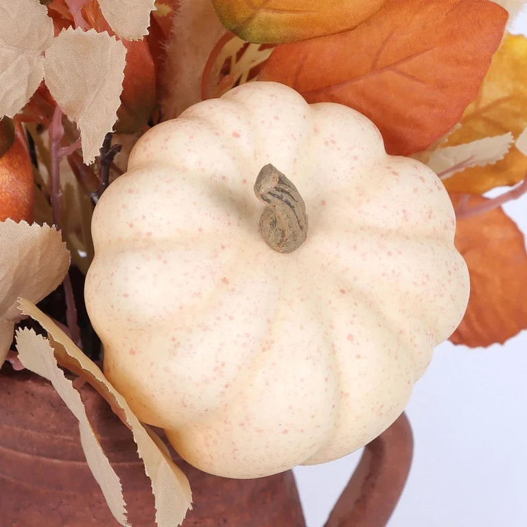 Pumpkins and Foliage Artificial Arrangement in Milk Jar, Multicolor, 13", Fall by Way To Celebrat... | Walmart (US)