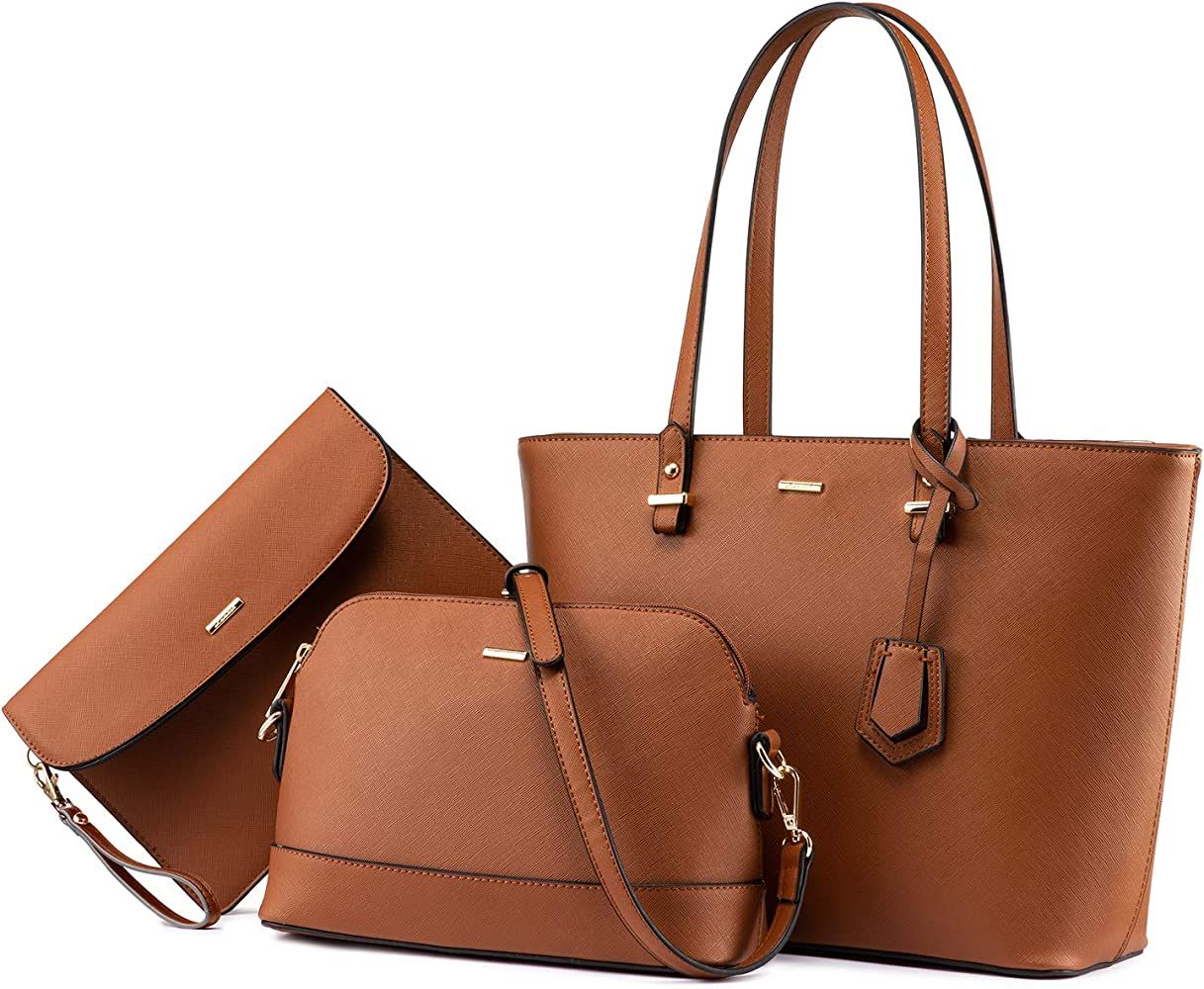 Handbags for Women Shoulder Bags Tote Satchel Hobo 3pcs Purse Set | Amazon (US)