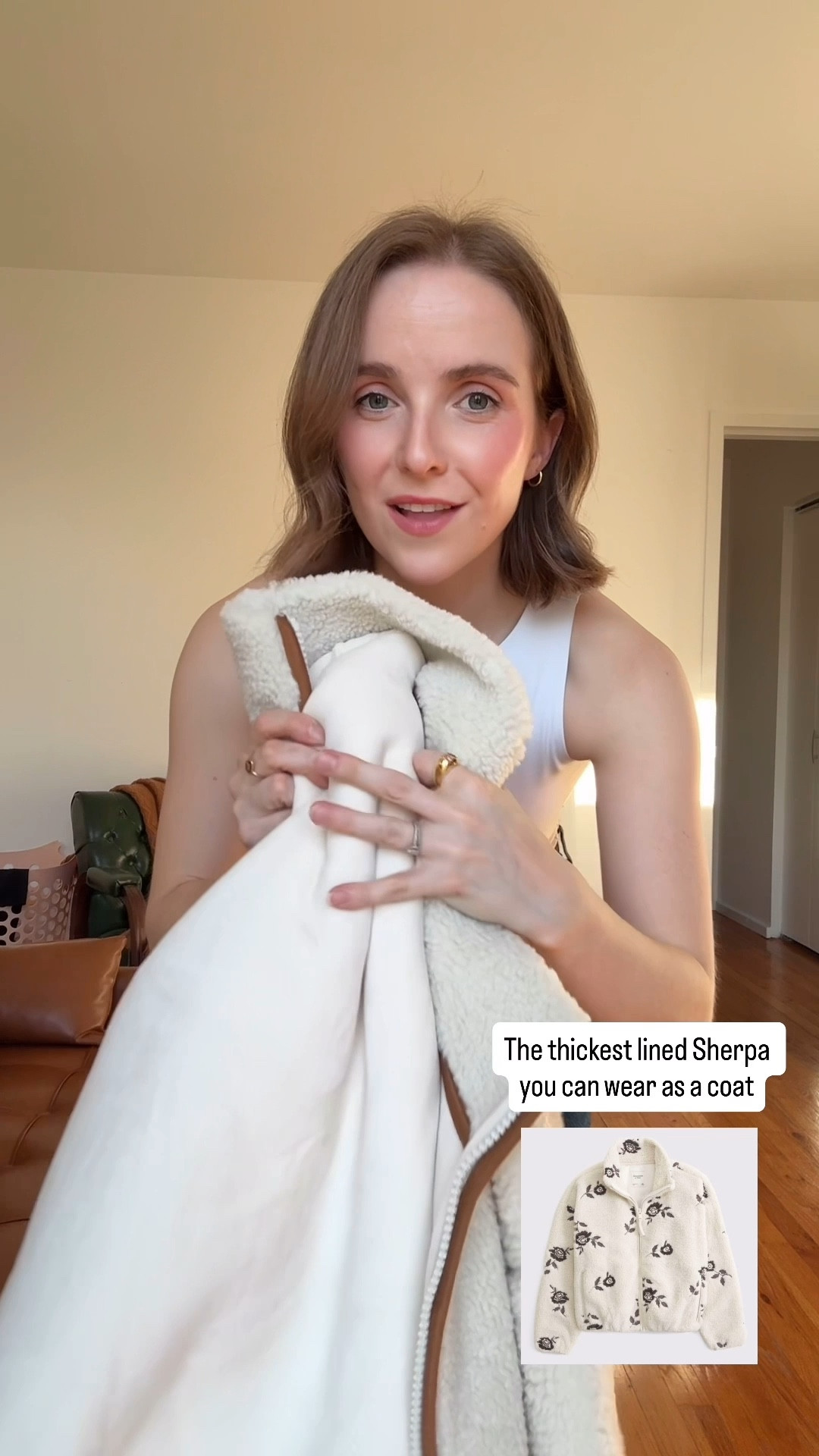 50% off the thickest lined Abercrombie Sherpa coat 
Wearing small 


#LTKSaleAlert #LTKootd #LTKPetite