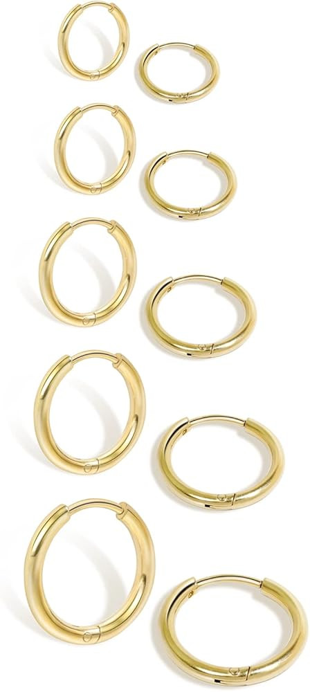 Small Gold Hoop Earrings Lightweight: Hinged Huggie Hoop Earrings for Lobe Cartilage Helix Tiny H... | Amazon (US)