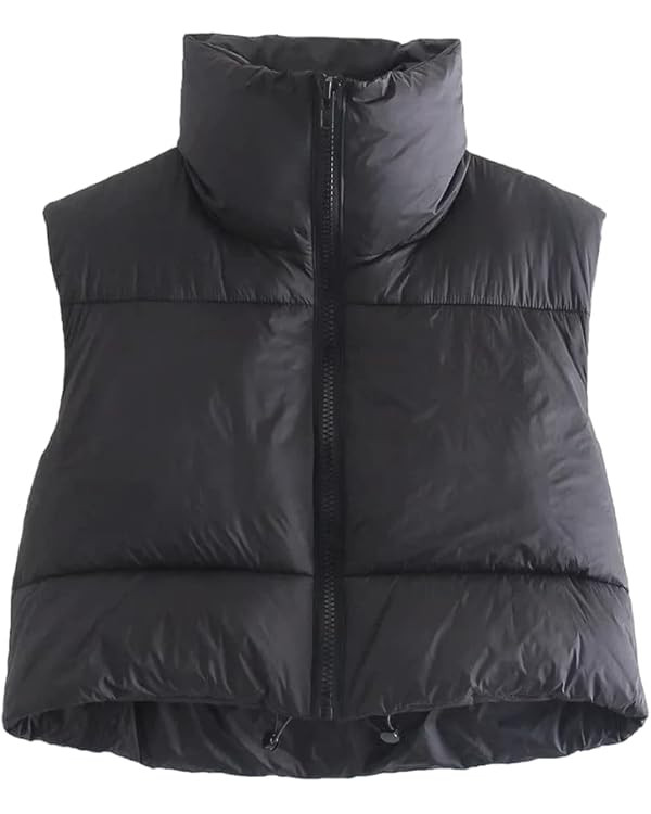 KEOMUD Women's Winter Crop Vest Lightweight Sleeveless Warm Outerwear Puffer Vest Padded Gilet | Amazon (US)