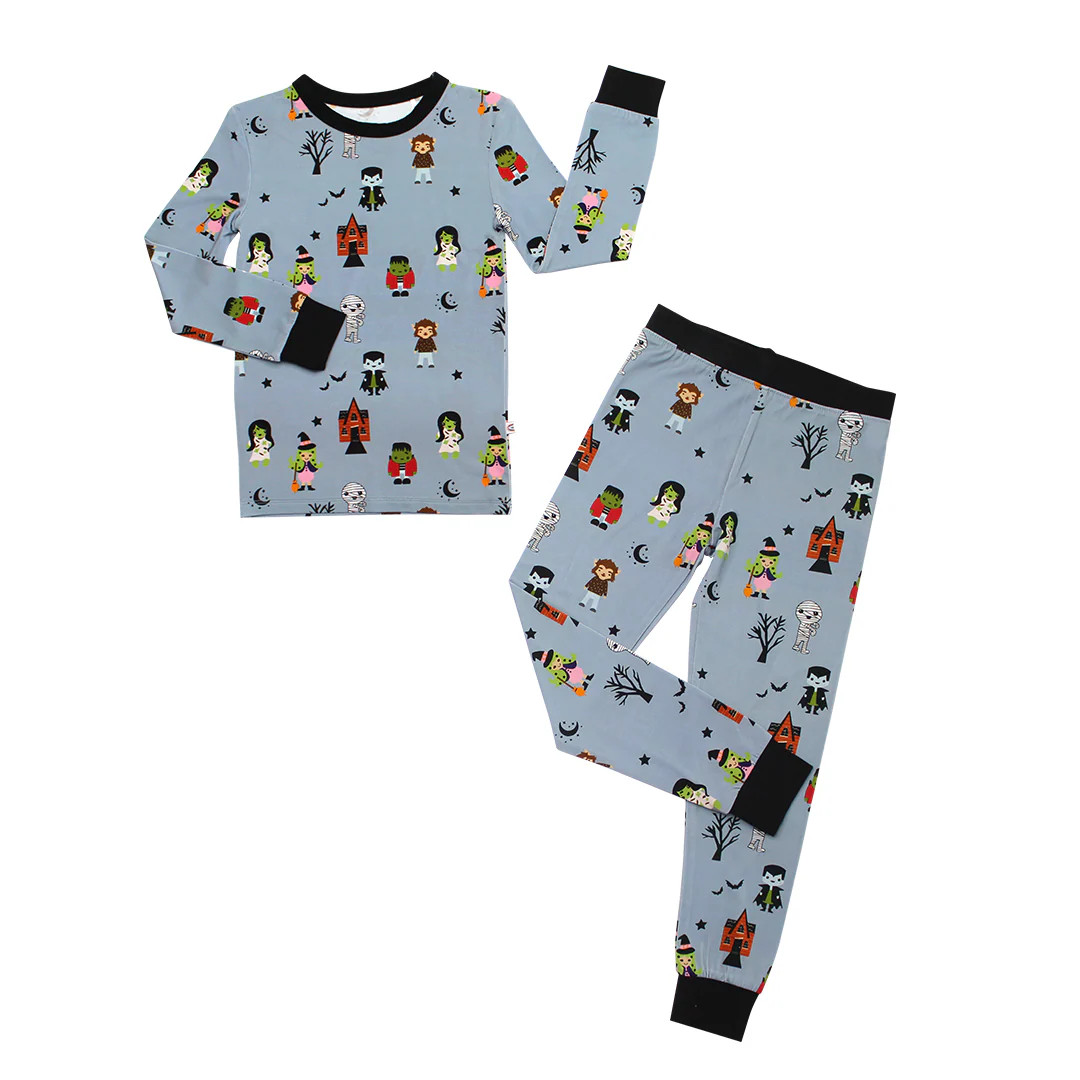 Monster Party Halloween Kids Bamboo Pajama Set | Emerson and Friends