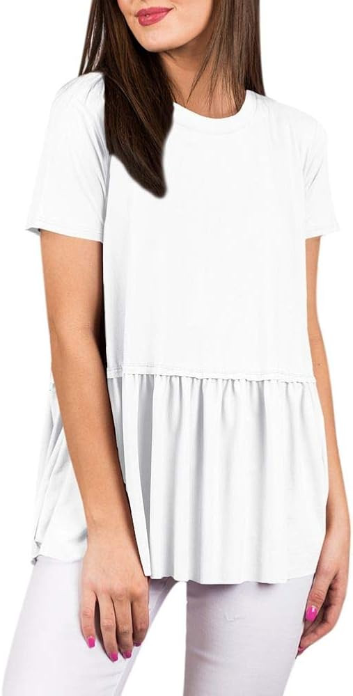 For G and PL Women Summer Flare Ruffle Swing Shirt Peplum Tops | Amazon (US)