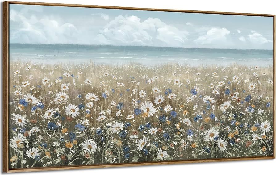 Large Wall Art for Living Room Framed Boho Beach Coastal Floral Ocean Wall Picture Farmhouse Dais... | Amazon (US)