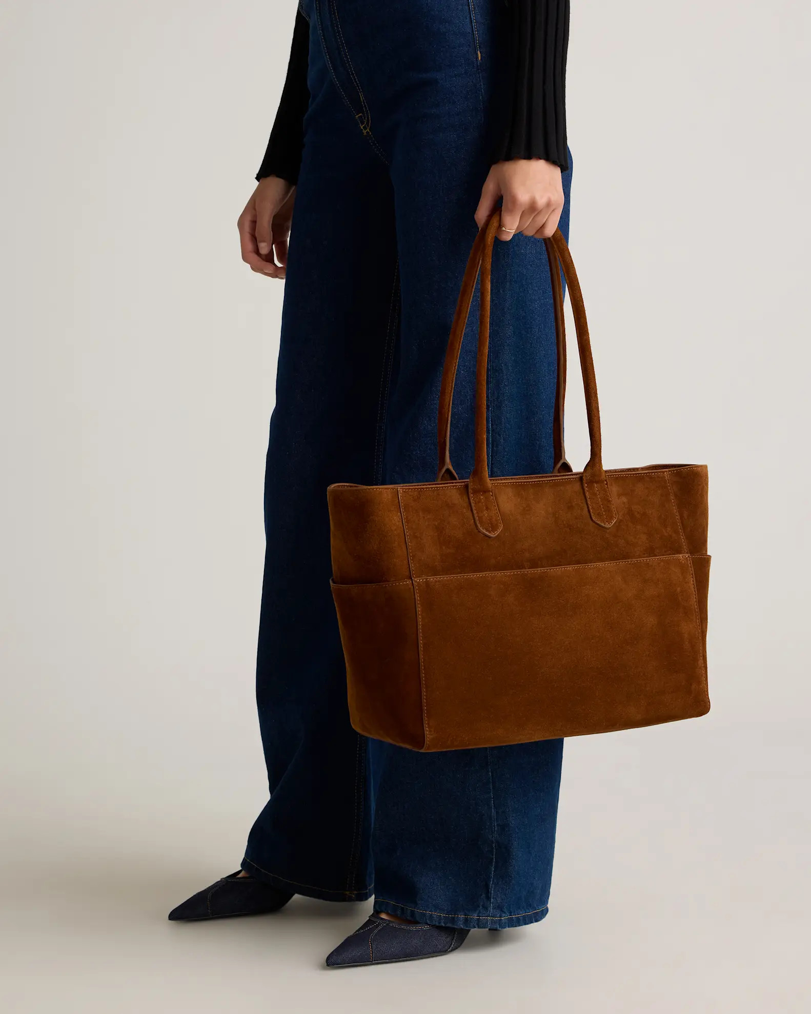 Italian Suede Shopper Tote in Whiskey | Quince