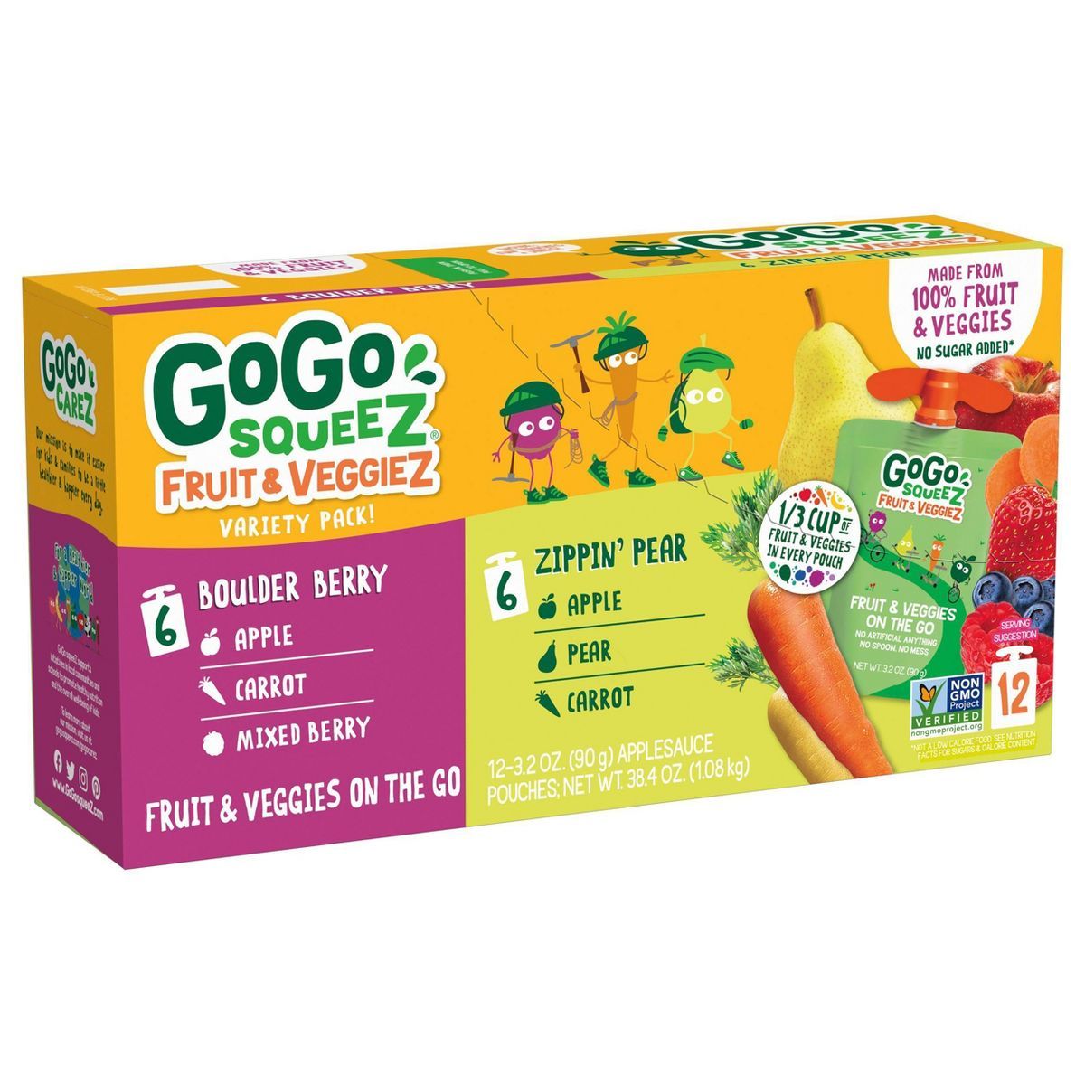 GoGo SqueeZ Variety Fruit and Veggies Applesauce On-The-Go Pouch - 38.4oz | Target