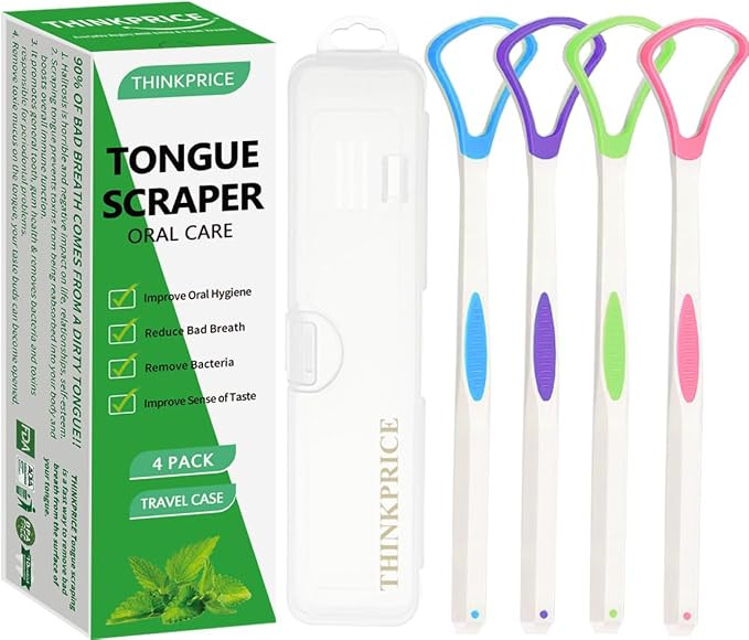 Tongue Scraper Cleaner 100% BPA Free Tongue Scrapers with Travel Handy Case for Adults, Kids, Hea... | Amazon (US)