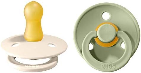 BIBS Pacifiers | Natural Rubber Baby Pacifier | Set of 2 BPA-Free Soothers | Made in Denmark | Sage/ | Amazon (CA)