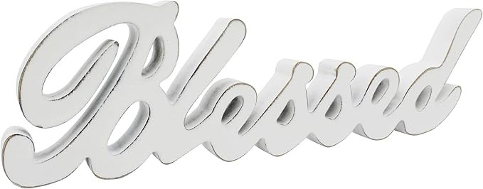 CVHOMEDECO. Blessed Sign Free Standing Wooden Words Sign for Gift and Table/Shelf/Home Wall/Offic... | Amazon (US)