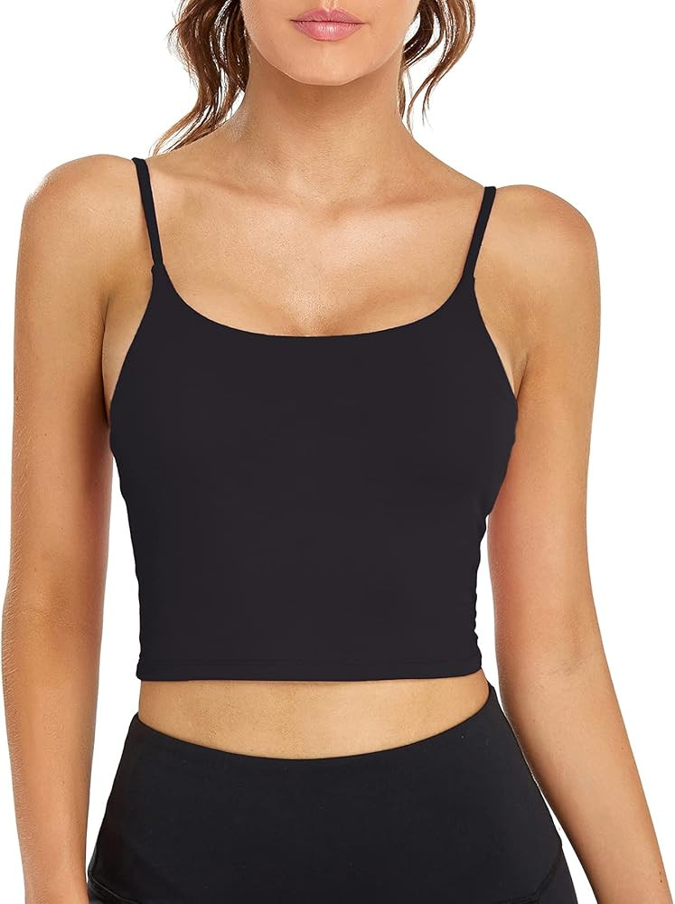 Zando Womens Tank Tops Longline Sports Bras Athletic Workout Tops Padded Yoga Crop Camisole Shirt To | Amazon (US)