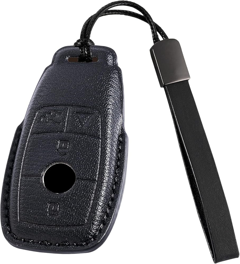 Amazon.com: Riasot Leather Key Fob Cover with Keychain for Benz A-Class C-Class G-Class E-Class S... | Amazon (US)