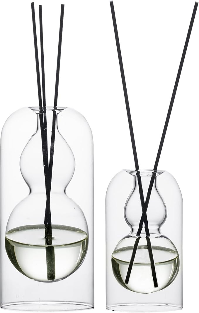 Empty Glass Fragrance Reed Diffuser Bottles,for Essential Oil, with 16pcs Black Reed Sticks,Minim... | Amazon (US)