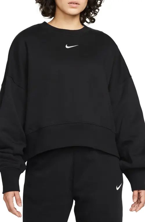Nike Fleece Crewneck Sweatshirt in Black/Sail at Nordstrom, Size Xx-Large Regular | Nordstrom