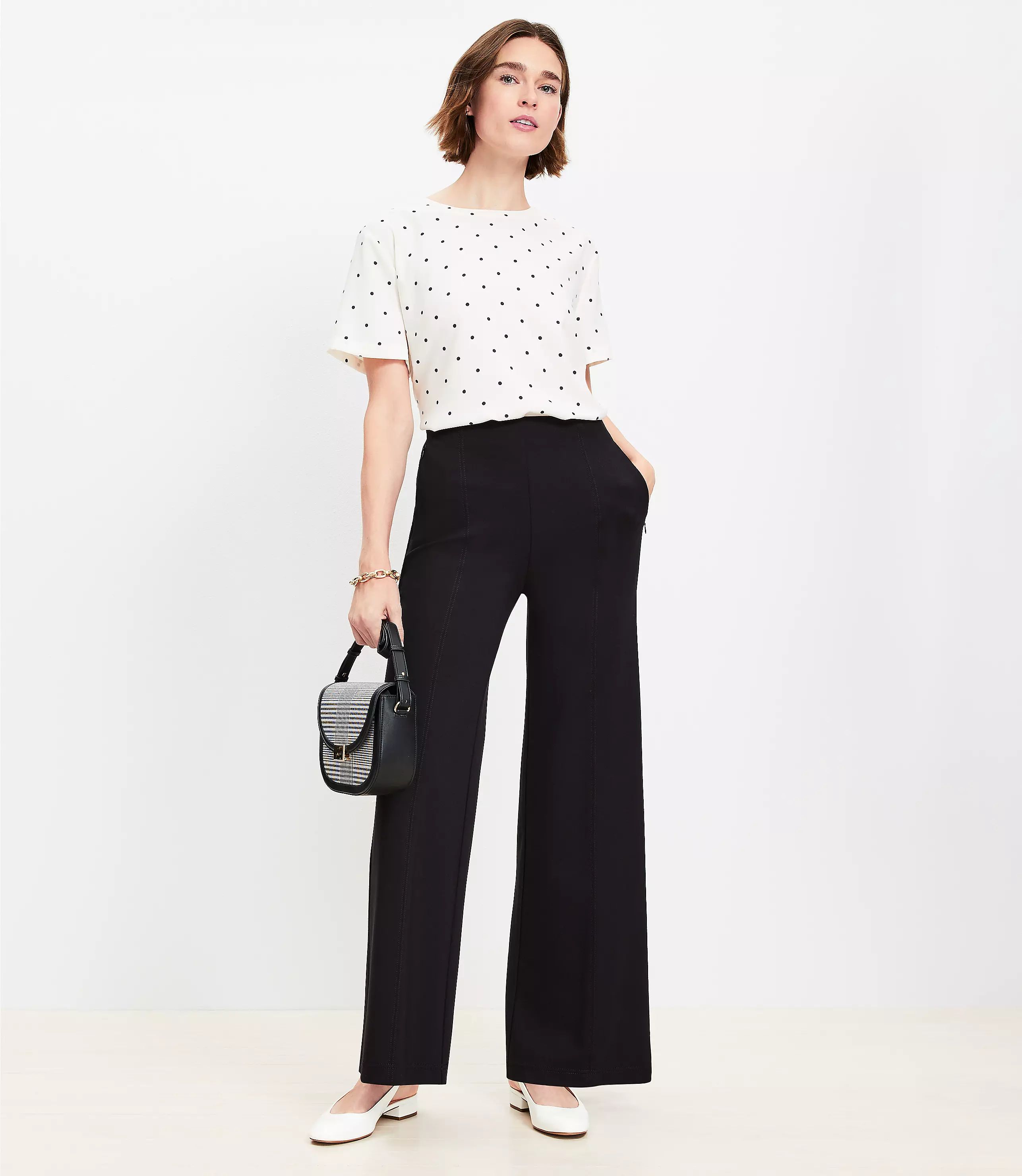 Petite Ponte Wide Leg Pants | LOFT