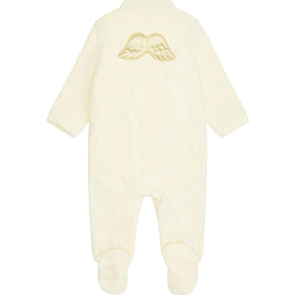 Velour Angel Wing™ Sleepsuit - Gold & Cream | Maisonette