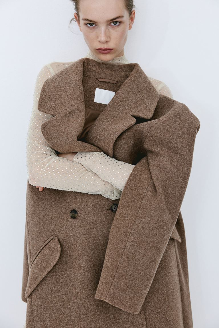 Double-breasted coat - Brown - Ladies | H&M GB | H&M (UK, MY, IN, SG, PH, TW, HK)