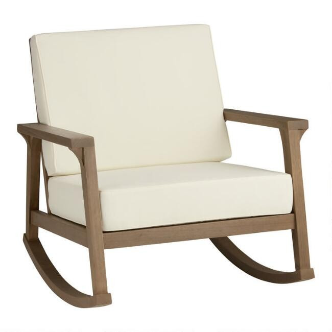 Natural Eucalyptus Zaragoza Outdoor Rocking Chair | World Market