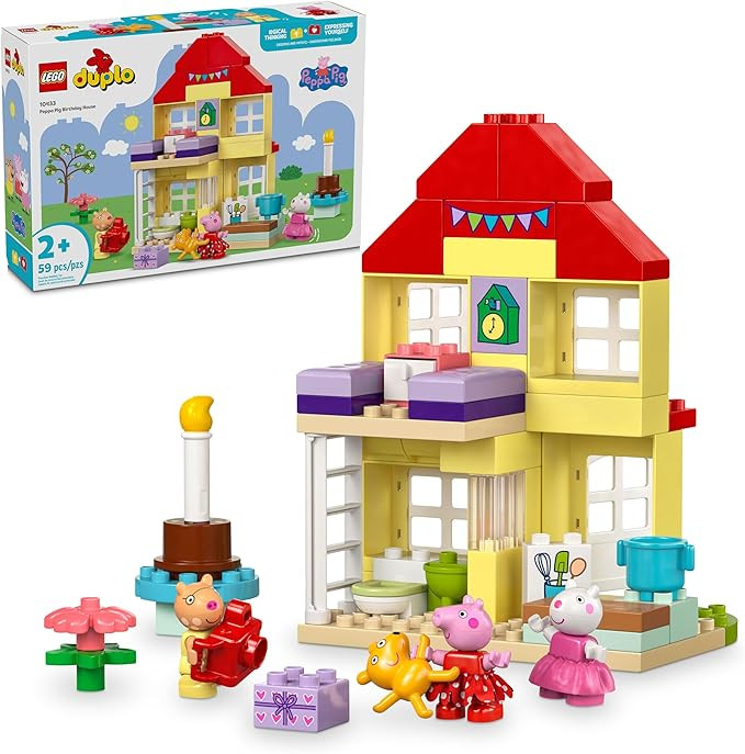 LEGO DUPLO Peppa Pig Birthday House Playset with 3 Animal Figures, Educational Toy for 2 Year Old... | Amazon (US)
