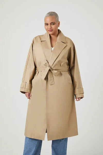 Plus Size Tie-Waist Trench Coat | Forever 21 | Forever 21 (US)