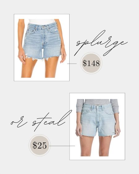 Splurge or steal. Do you think these universal threads jean shorts from Target are a dupe for the Agolde Parker long? 