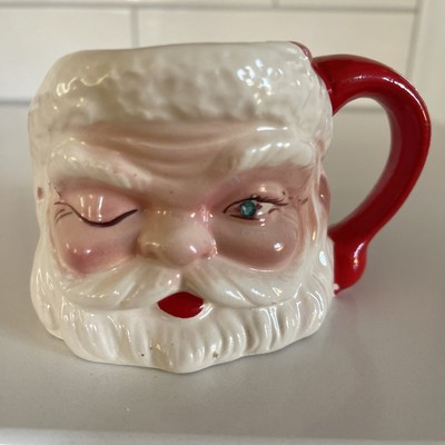 Vintage Ceramic Winking Santa Mug Blue Rhinestone In Open Eye Japan MCM  | eBay | eBay US