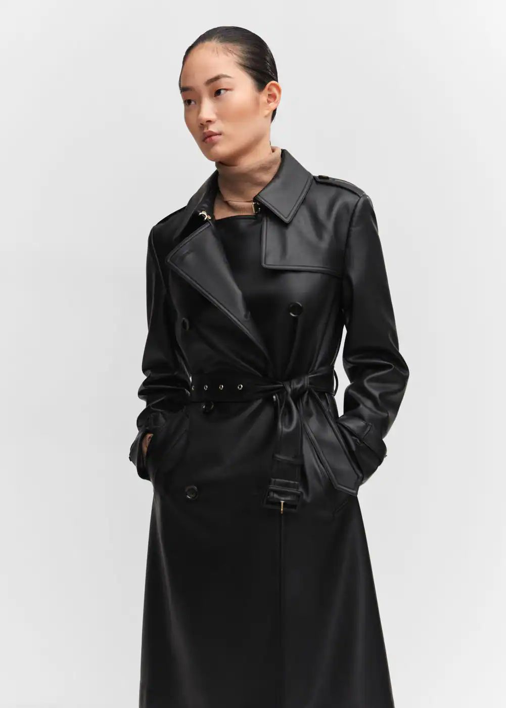 Leather-effect trench coat -  Women | Mango USA | MANGO (US)