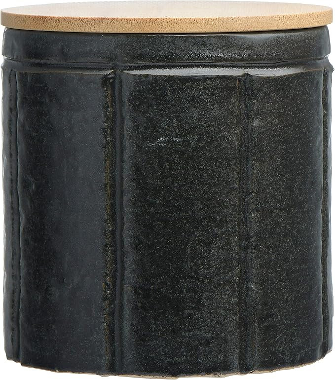 Bloomingville Black Stoneware Bamboo Lid Canister | Amazon (US)